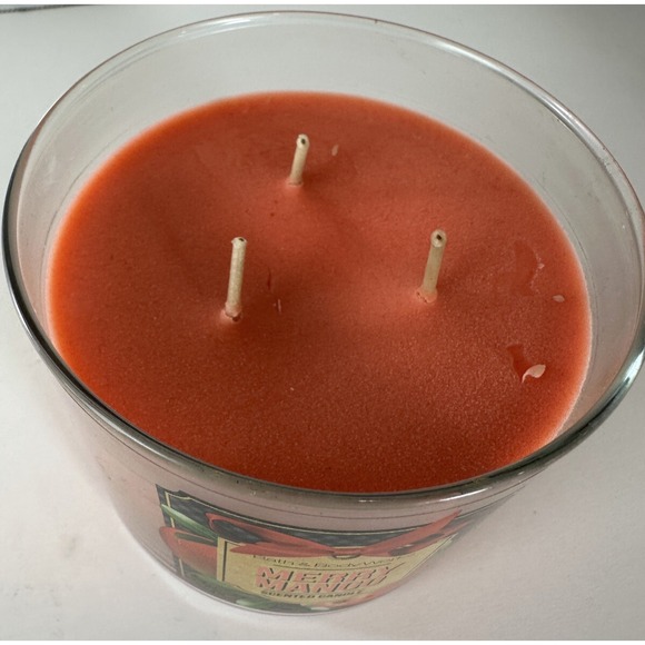NEW! Bath & Body Works Merry Mango Scented 3 Wick Candle Large 14.5 OZ *Read Des - Picture 2 of 7